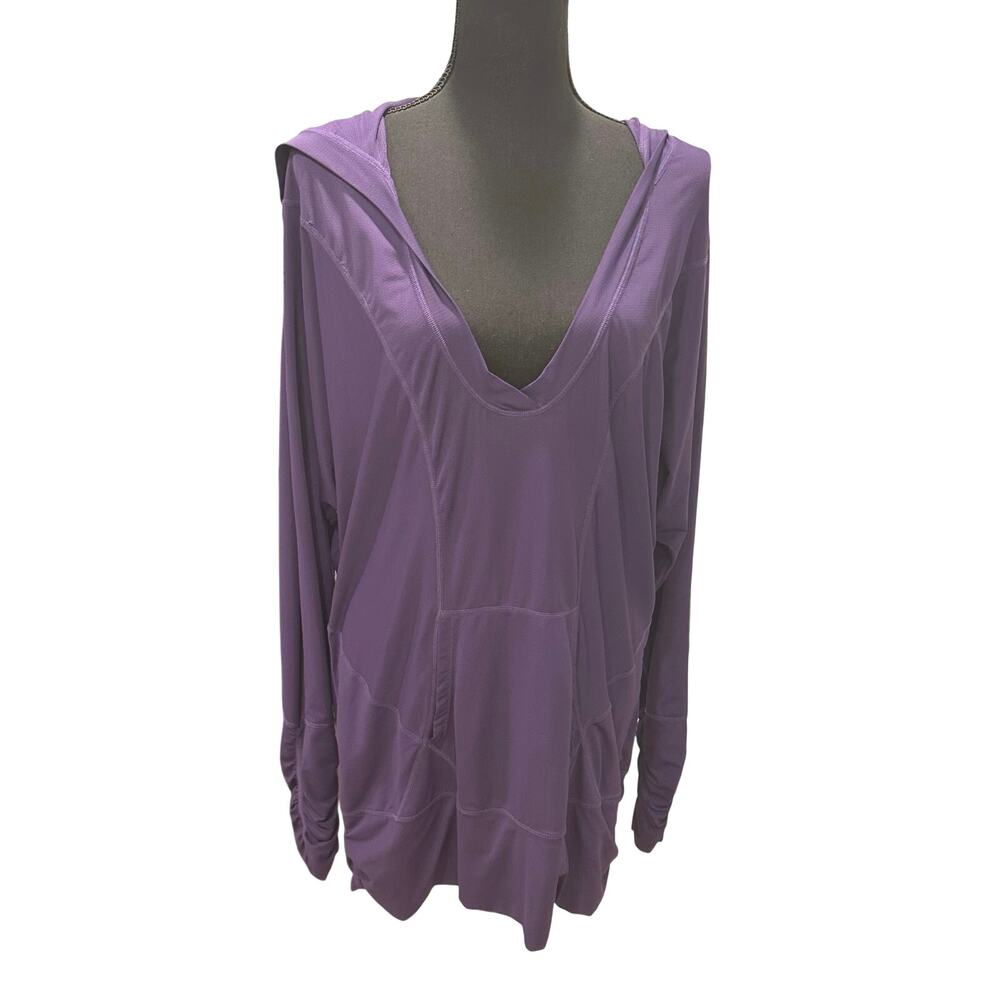 Zella Purple Long Sleeve V-Neck Hooded Tunic XL